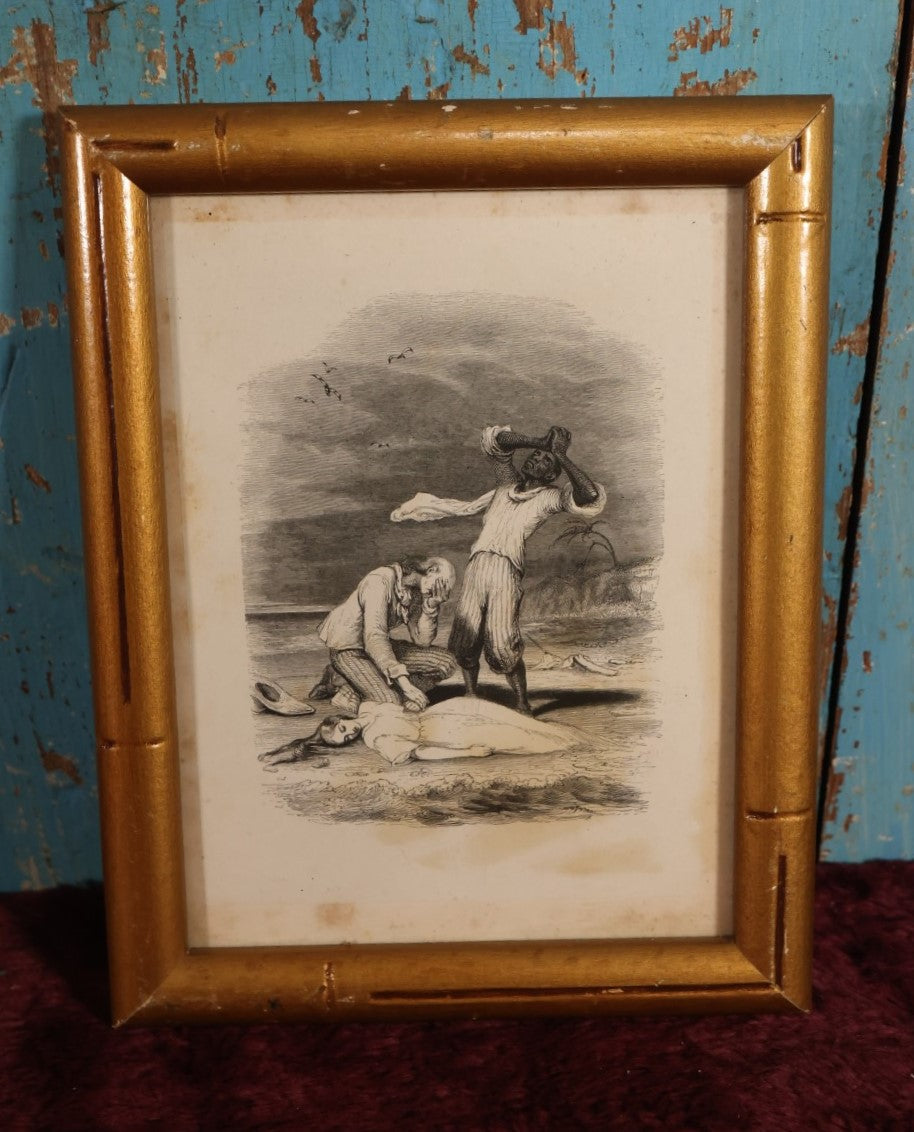 Lot 021 - Antique Framed Engraving, "The Body Of Virginia Found In The Sand" From The Novel Paul Et Virginie By Jacques-Henri Bernardin De Saint-Pierre