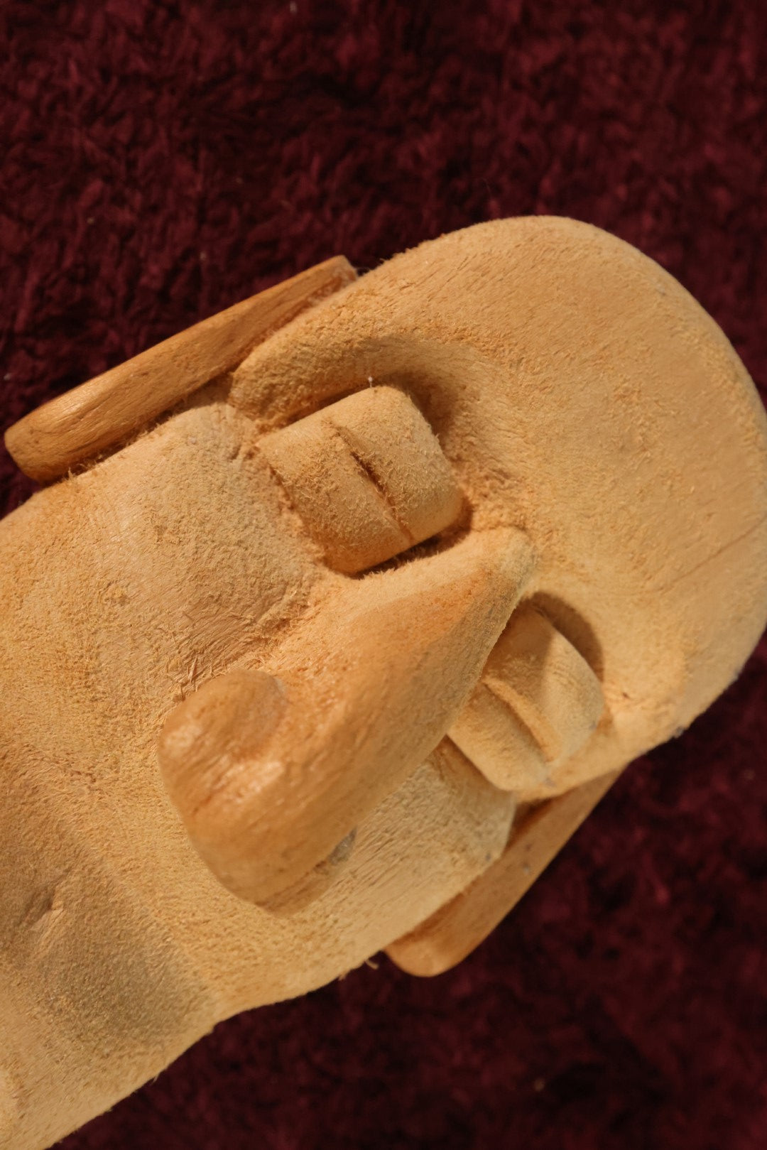 Lot 029 - Unique Vintage Carved Wooden Head, Dated 1992, Anniversary Gift, Attributed To Blind Wood Carver Who Carved From Imagination