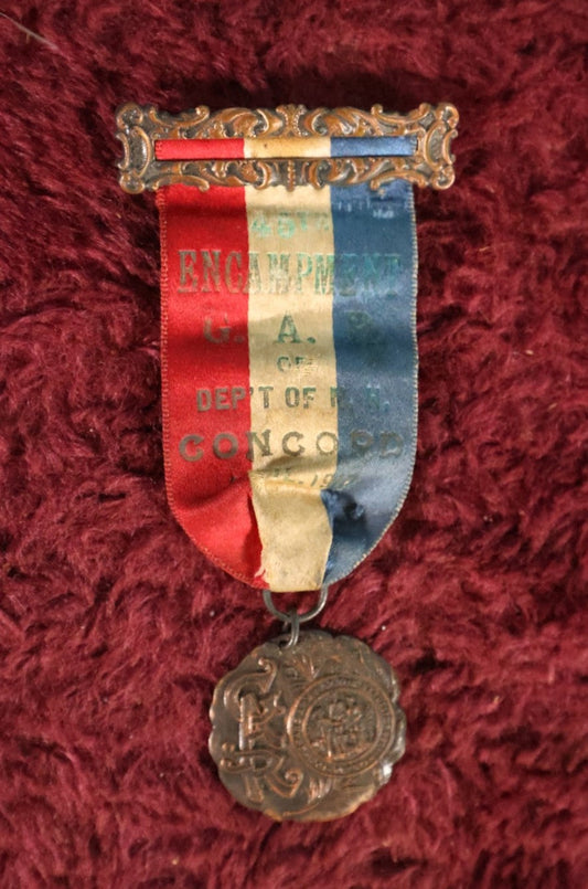 Lot 030 - Antique 1912 G.A.R. Grand Army Of The Republic, Union Veteran Fraternal Order Ribbon And Medal, Concord