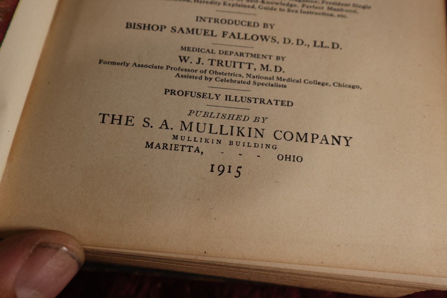 Lot 034 - The Laws Of Sex Life And Heredity Or; Eugenics, Copyright 1915, S.A. Mullkin Company, Profusely Illustrated, Outdated Pseudo-Science Book