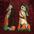 Lot 037 - Pair Of Modern 2012 Beistle Halloween Decoration Reproductions, Owl And Skeleton Pirates