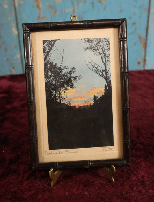 Lot 043 - Vintage Colored Photo, Nature Silohuette, Entitled "Colorado Sunset," Signed Ruth, Framed