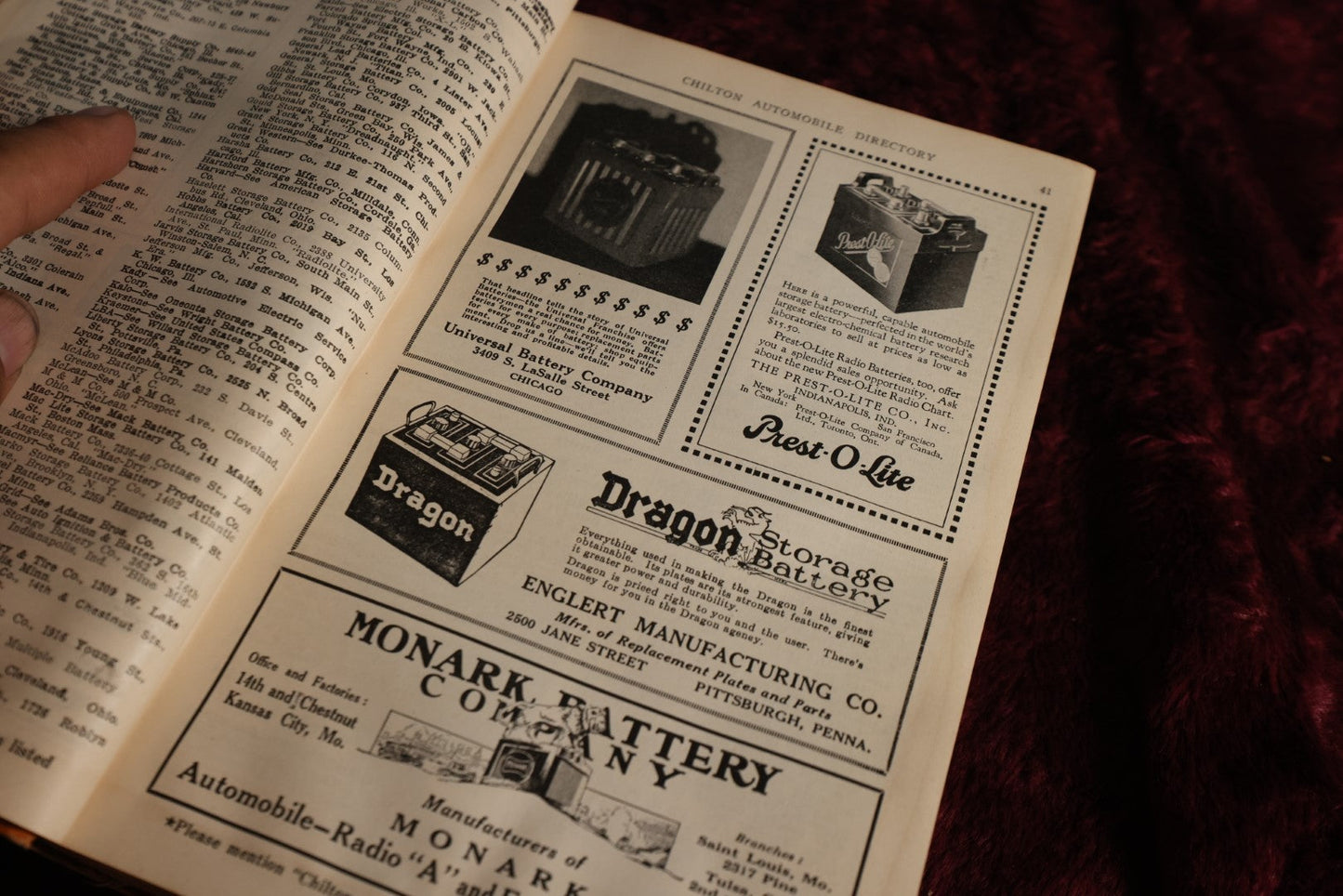 Lot 045 - Chilton Automobile Directory 1926, Advertising Book