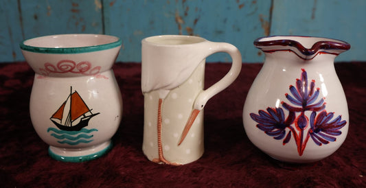 Lot 055 - Three Piece Vintage Pottery Grouping: Two Italian Pieces, And Novelty Stork Stein