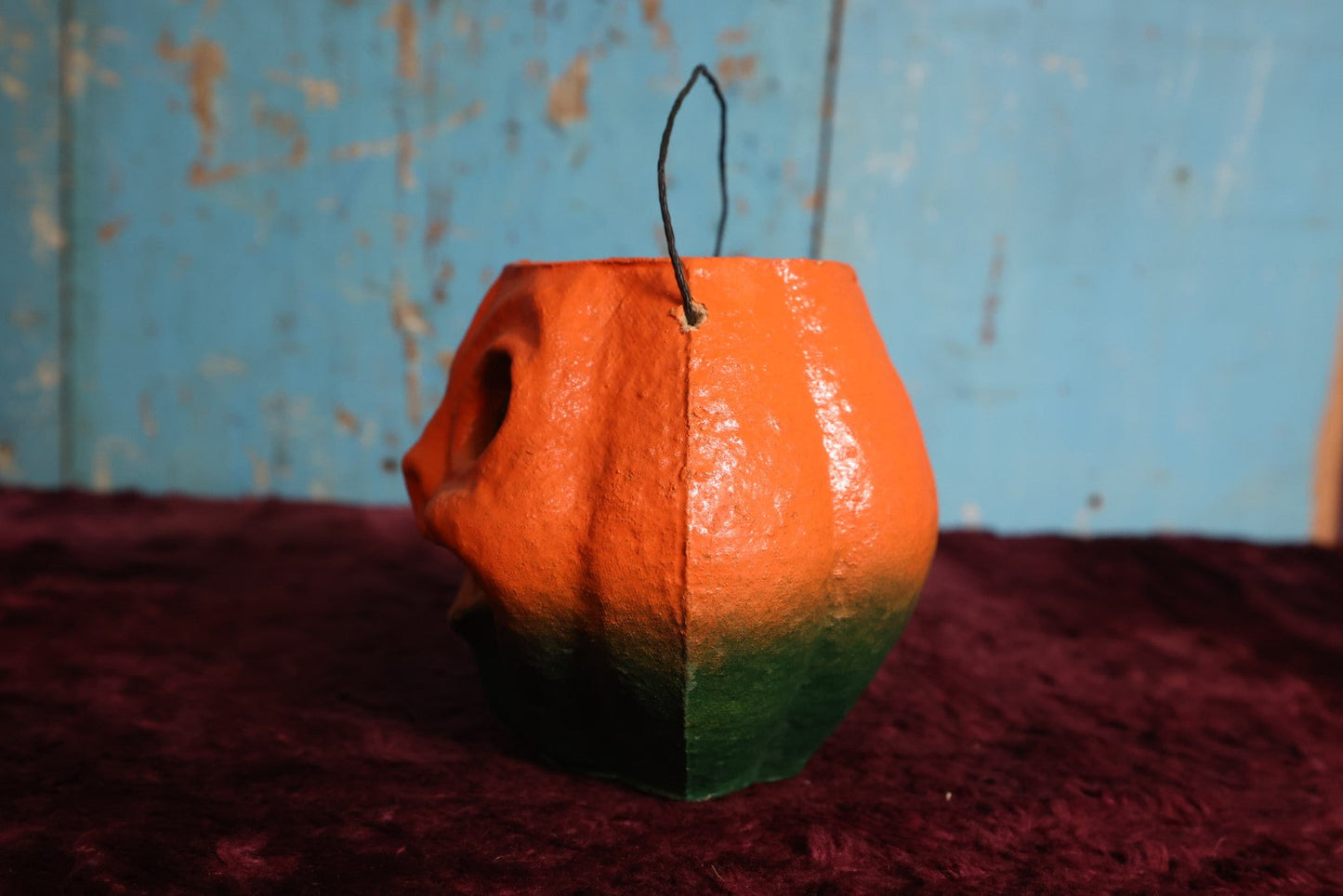 Lot 056 - Vintage Paper Pulp Halloween Jack-O-Lantern Jol Pumpkin Candy Bucket Lantern, Very Fine Condition, 49c Mark, About 5" Tall