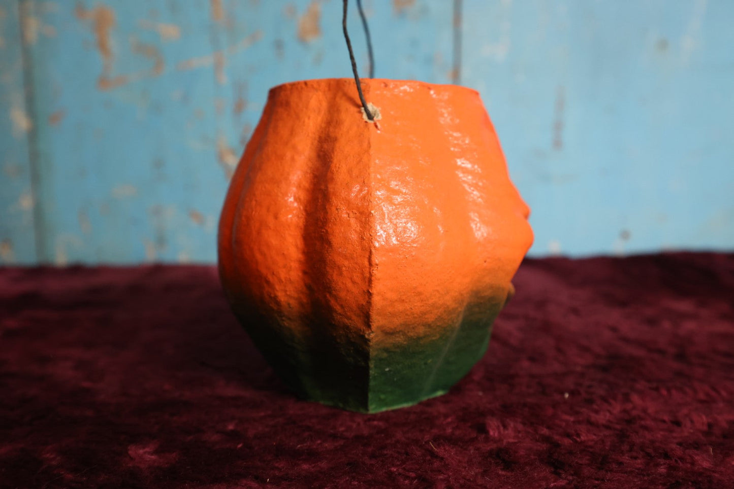 Lot 056 - Vintage Paper Pulp Halloween Jack-O-Lantern Jol Pumpkin Candy Bucket Lantern, Very Fine Condition, 49c Mark, About 5" Tall