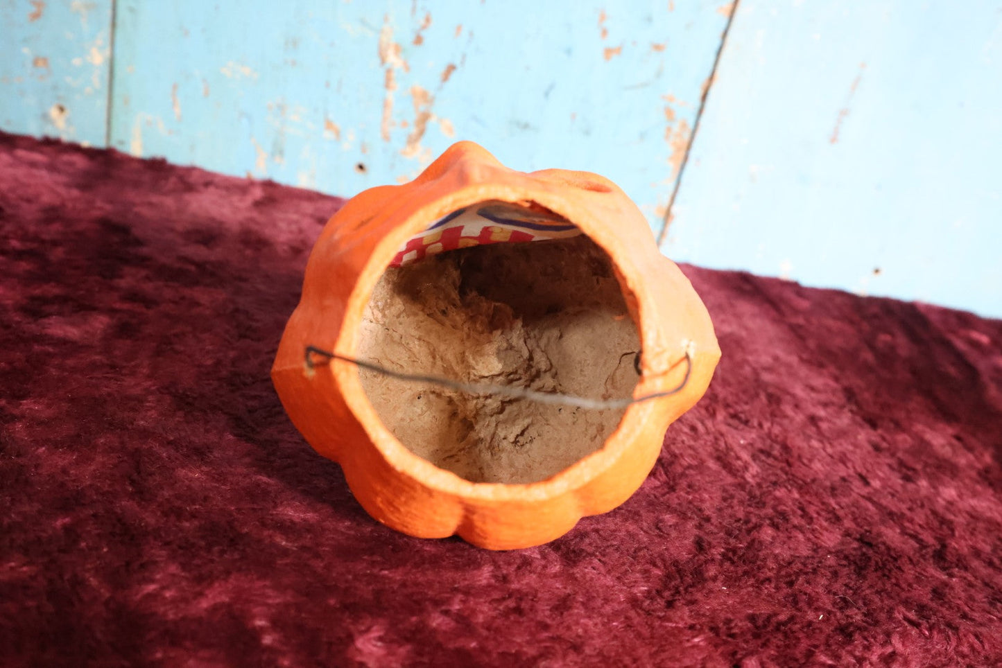 Lot 056 - Vintage Paper Pulp Halloween Jack-O-Lantern Jol Pumpkin Candy Bucket Lantern, Very Fine Condition, 49c Mark, About 5" Tall