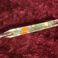 Lot 059 - Antique Lay Flat Perfume Glass Bottle Scent Vial With Hand Painted Colorful Fruits, Plugged With Stopper Stem, About 8" Long
