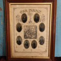 Lot 063 - Antique "Our Family" Framed Lithograph Family Record With Eight Tintypes Of Siblings, Writing In Ink Has Faded, Crider & Bro Publishers, York, Pennsylvania, Circa 1871, 17" x 22"