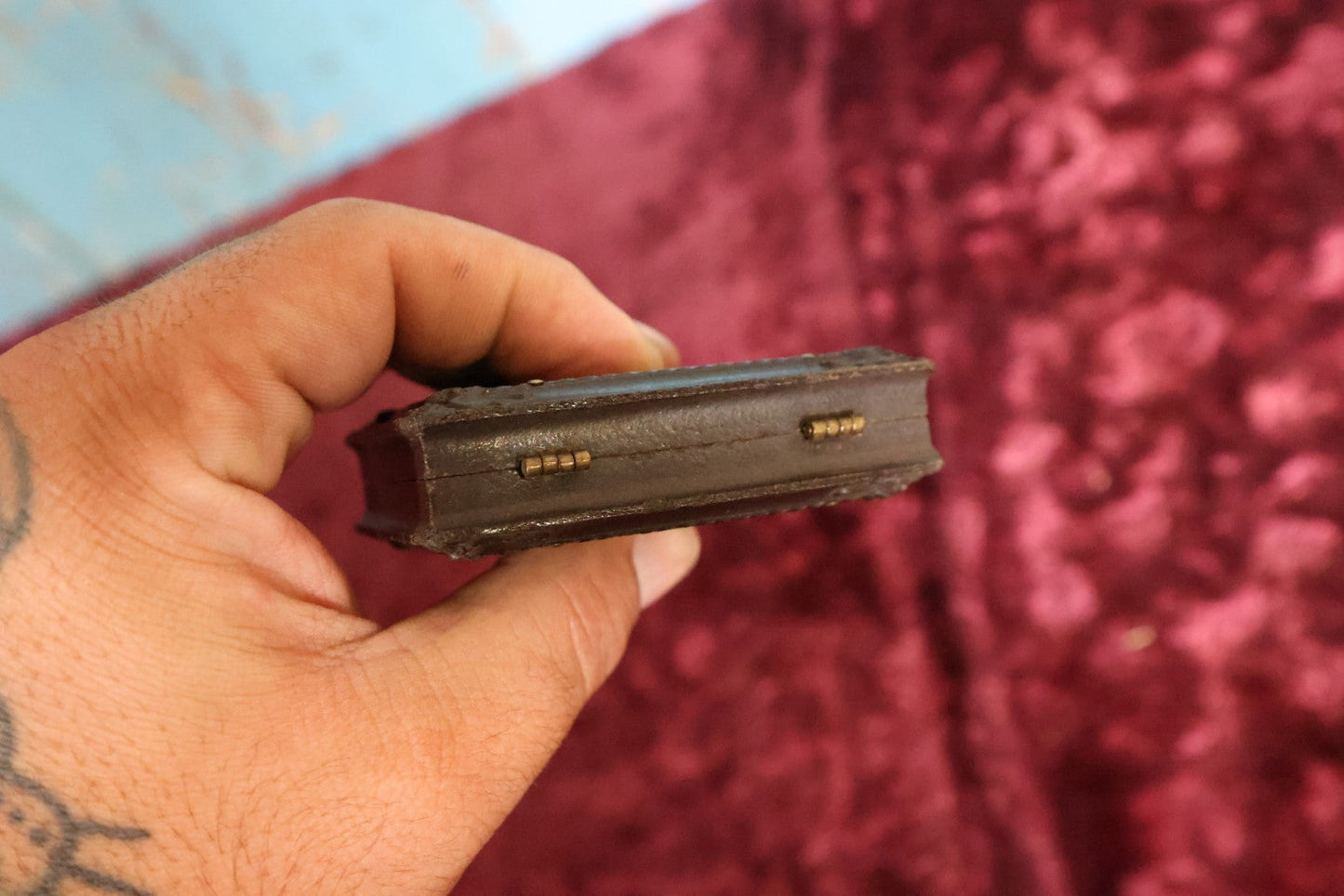 Lot 070 - Antique Double 1/9th Plate Ambrotype Photos In Thermoplastic Case; One Ruby Ambroype Of Young Man With Unusual Posture, Traditional Ambrotype Of Young Girl, Note Different Mats