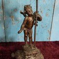 Lot 073 - Antique Pot Metal Figural Cupid Gas Fixture Ornate Lamp, Decorative Only, No Shade