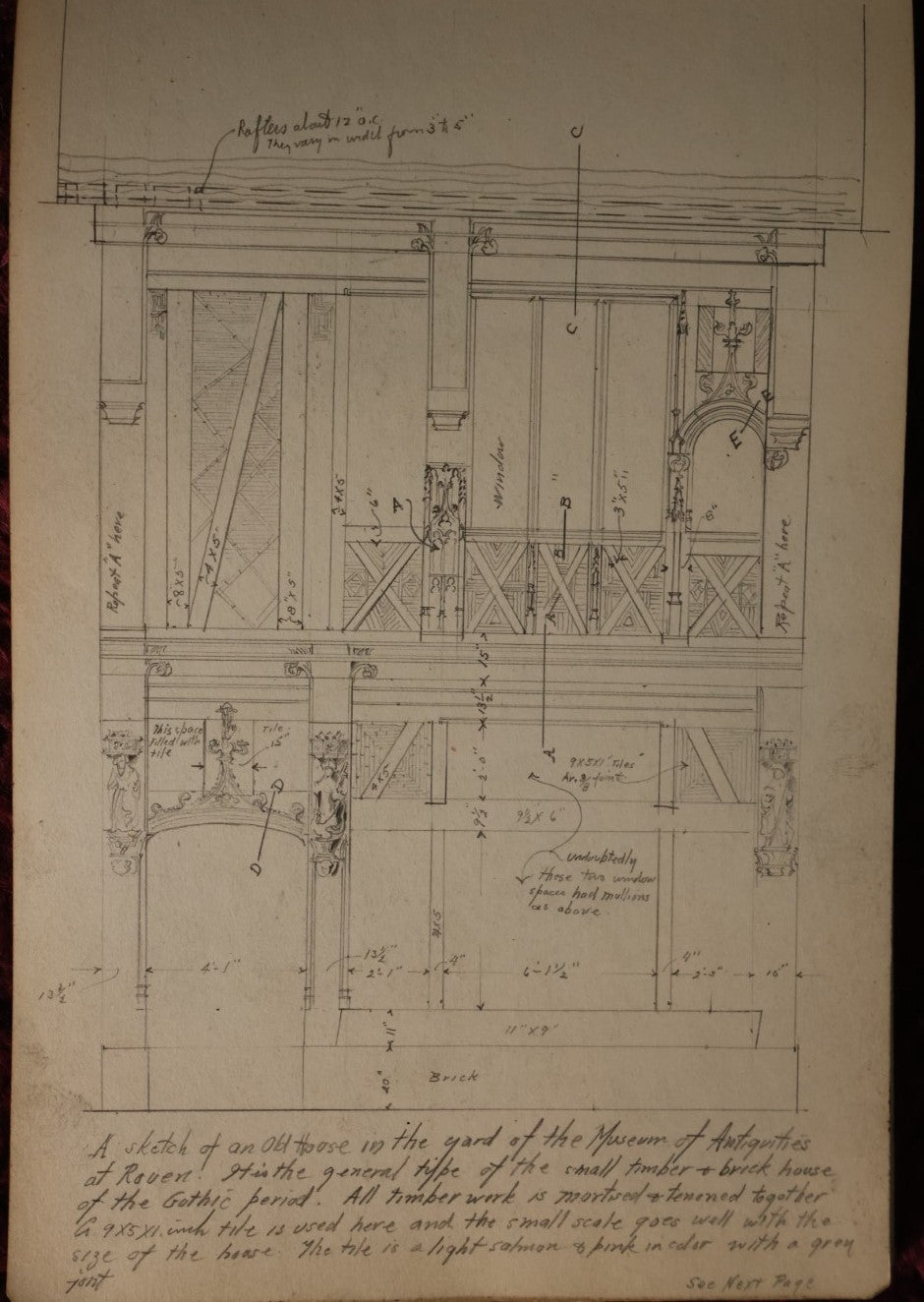 Lot 078 - Antique 1913 Architecture And Design Sketchbook, Likely Belonged To A Student Traveling In Europe, Designs From Paris, France, London, And Boston, Sketchbook Purchased At Chapron Coquelin, 34 Rue De Seine