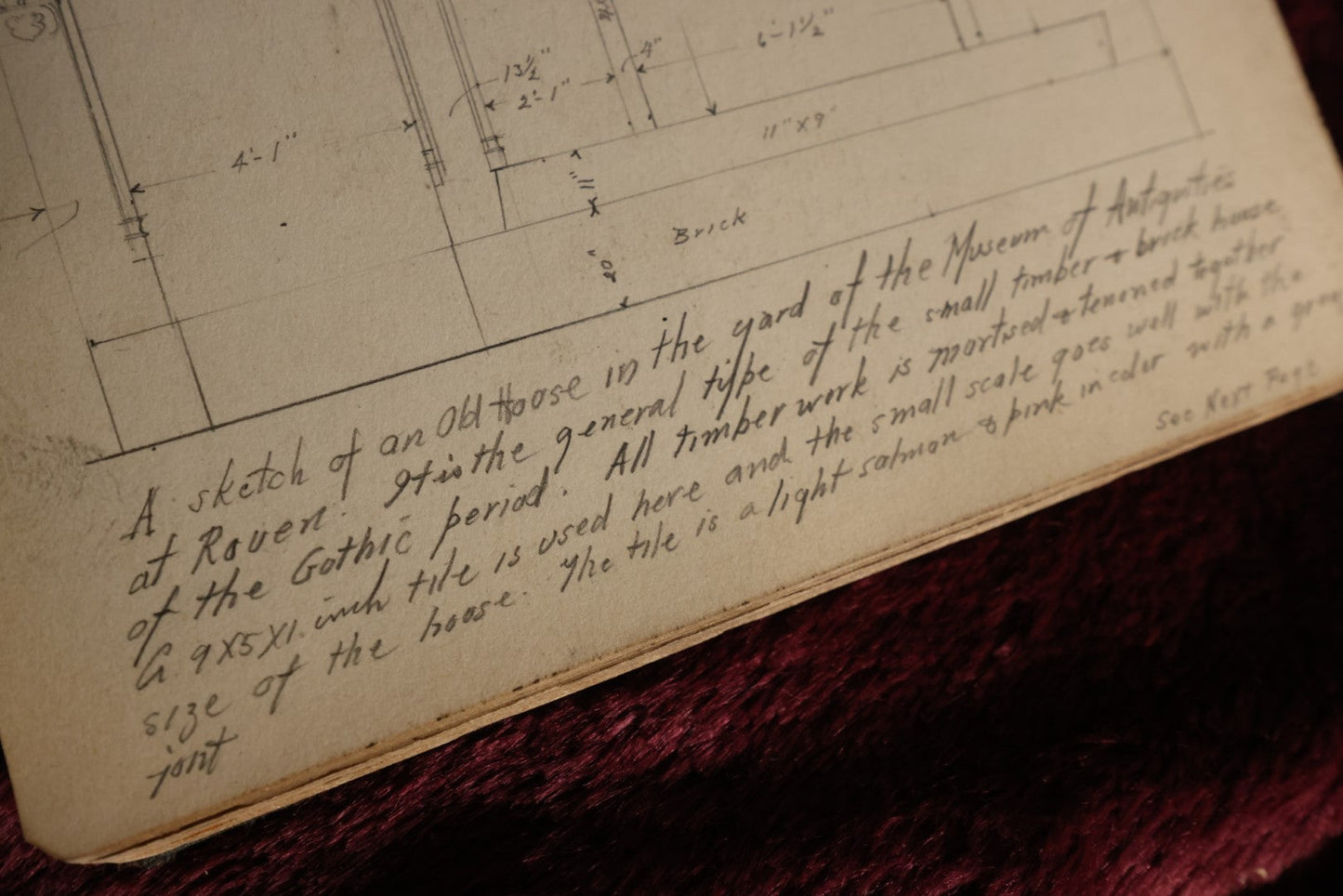 Lot 078 - Antique 1913 Architecture And Design Sketchbook, Likely Belonged To A Student Traveling In Europe, Designs From Paris, France, London, And Boston, Sketchbook Purchased At Chapron Coquelin, 34 Rue De Seine