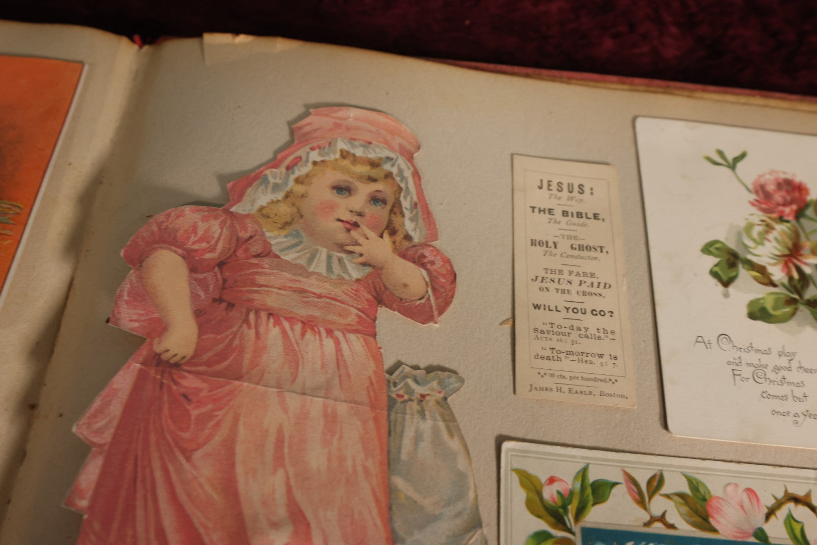 Lot 080 - Antique Victorian Scrapbook With Many Trade Cards, Calling Cards, Pen And Ink Cards, Plus Bonus Scrapbook Page