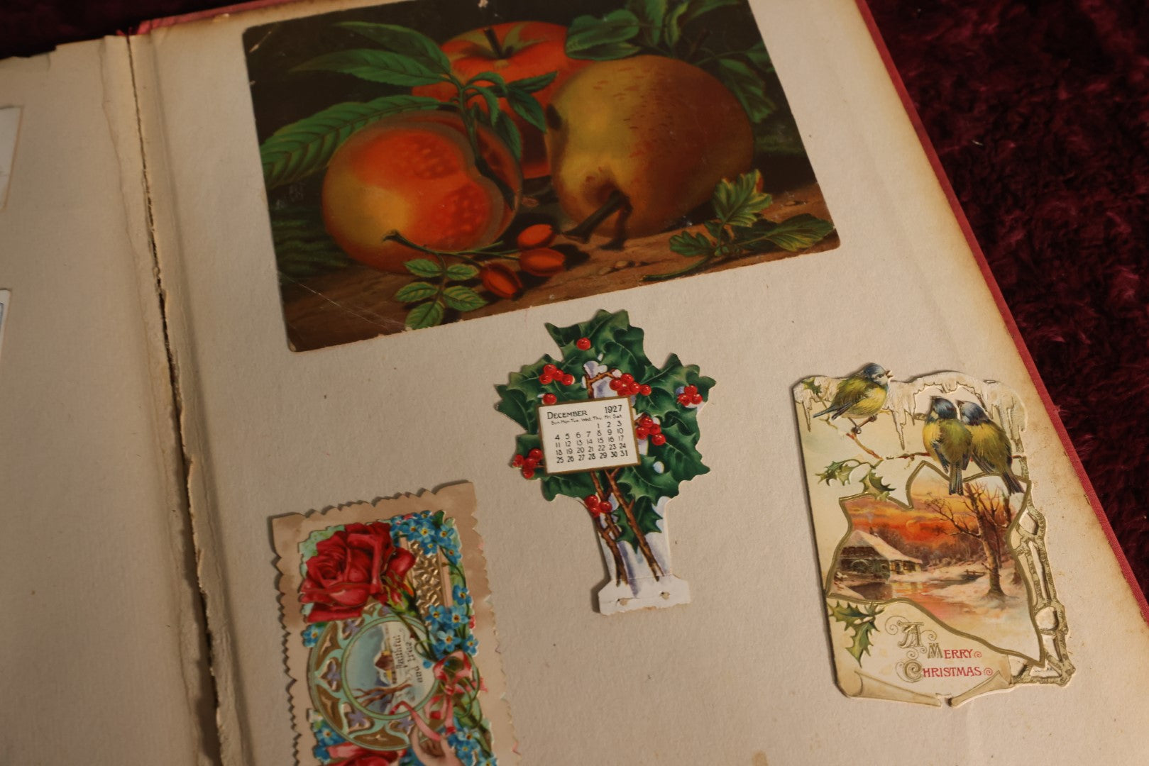 Lot 080 - Antique Victorian Scrapbook With Many Trade Cards, Calling Cards, Pen And Ink Cards, Plus Bonus Scrapbook Page