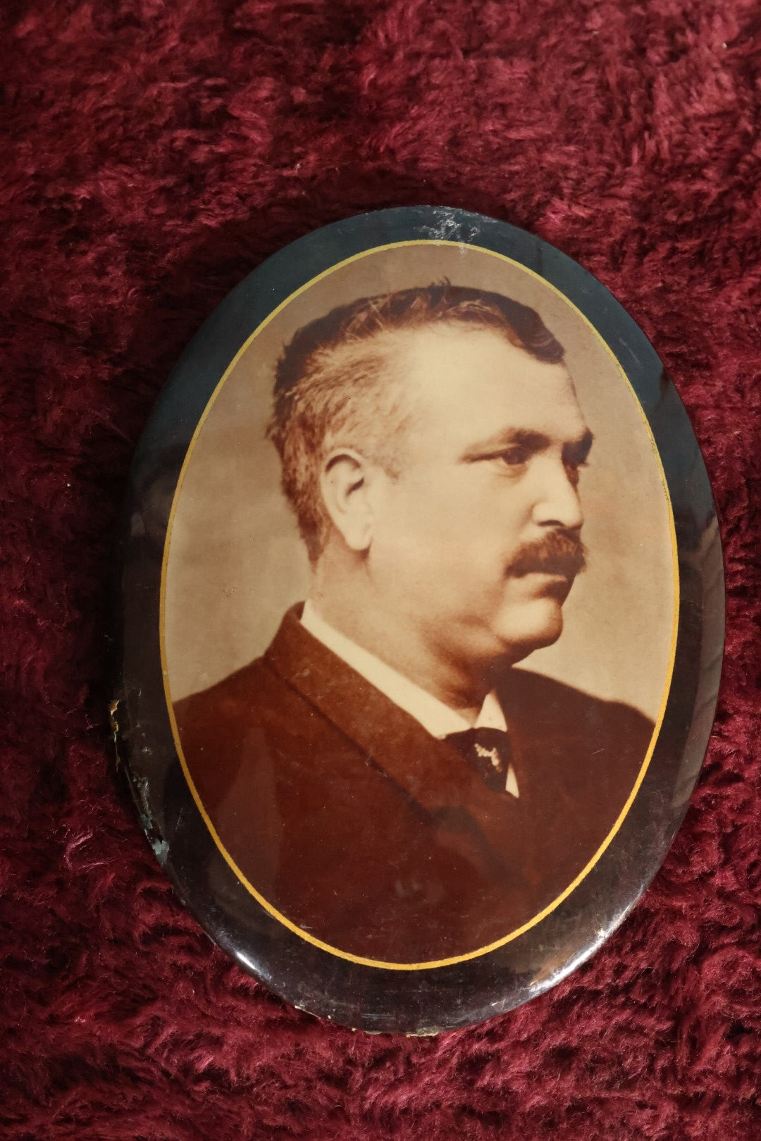 Lot 084 - Grouping Of Three Antique Celluloid Photo Buttons, Man And Woman Couple, Old Man