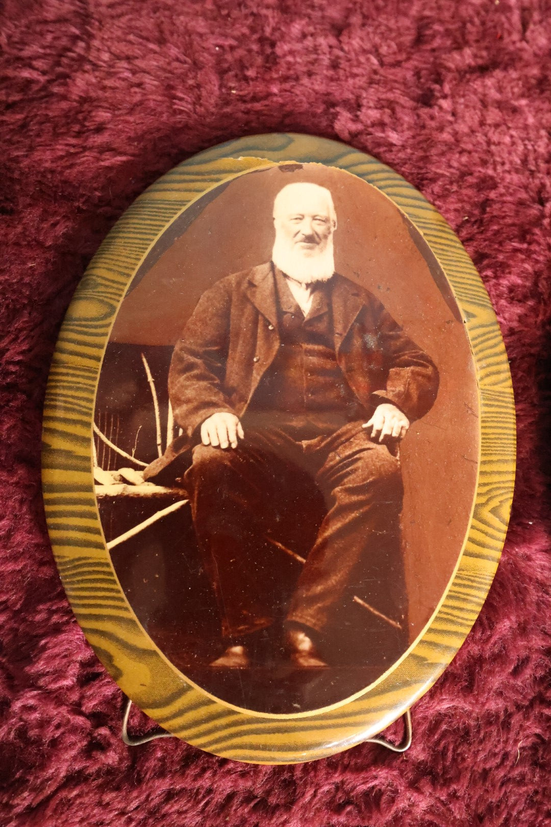 Lot 084 - Grouping Of Three Antique Celluloid Photo Buttons, Man And Woman Couple, Old Man