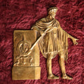 Lot 087 - Antique Brass Italian Plaque, Roman Soldier, Mounting Holes On Back