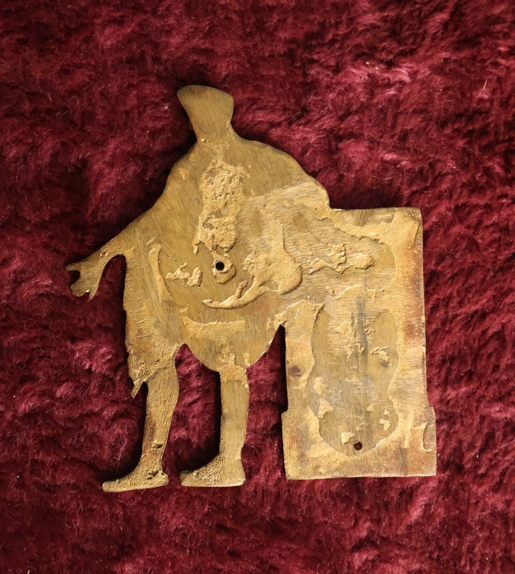 Lot 087 - Antique Brass Italian Plaque, Roman Soldier, Mounting Holes On Back