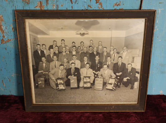 Lot 090 - Vintage Framed Photo Of Curtiss Delicious Candies Salesmen With Sales Cases