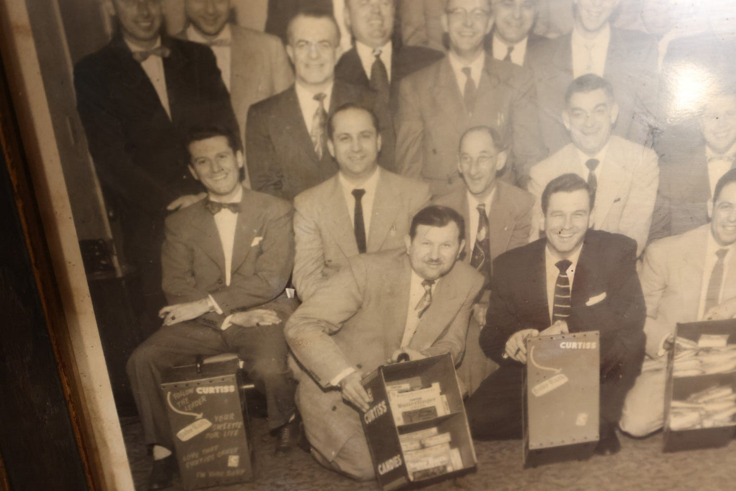 Lot 090 - Vintage Framed Photo Of Curtiss Delicious Candies Salesmen With Sales Cases