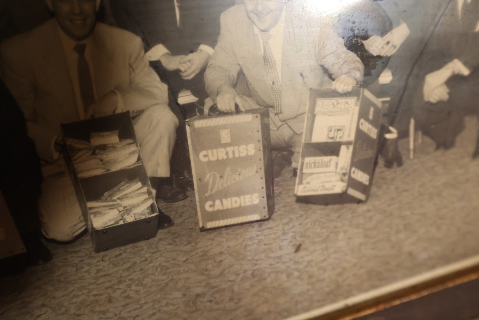 Lot 090 - Vintage Framed Photo Of Curtiss Delicious Candies Salesmen With Sales Cases