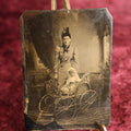 Lot 100 - Tintype - Woman With Baby In Four-Wheeled Pram Carriage
