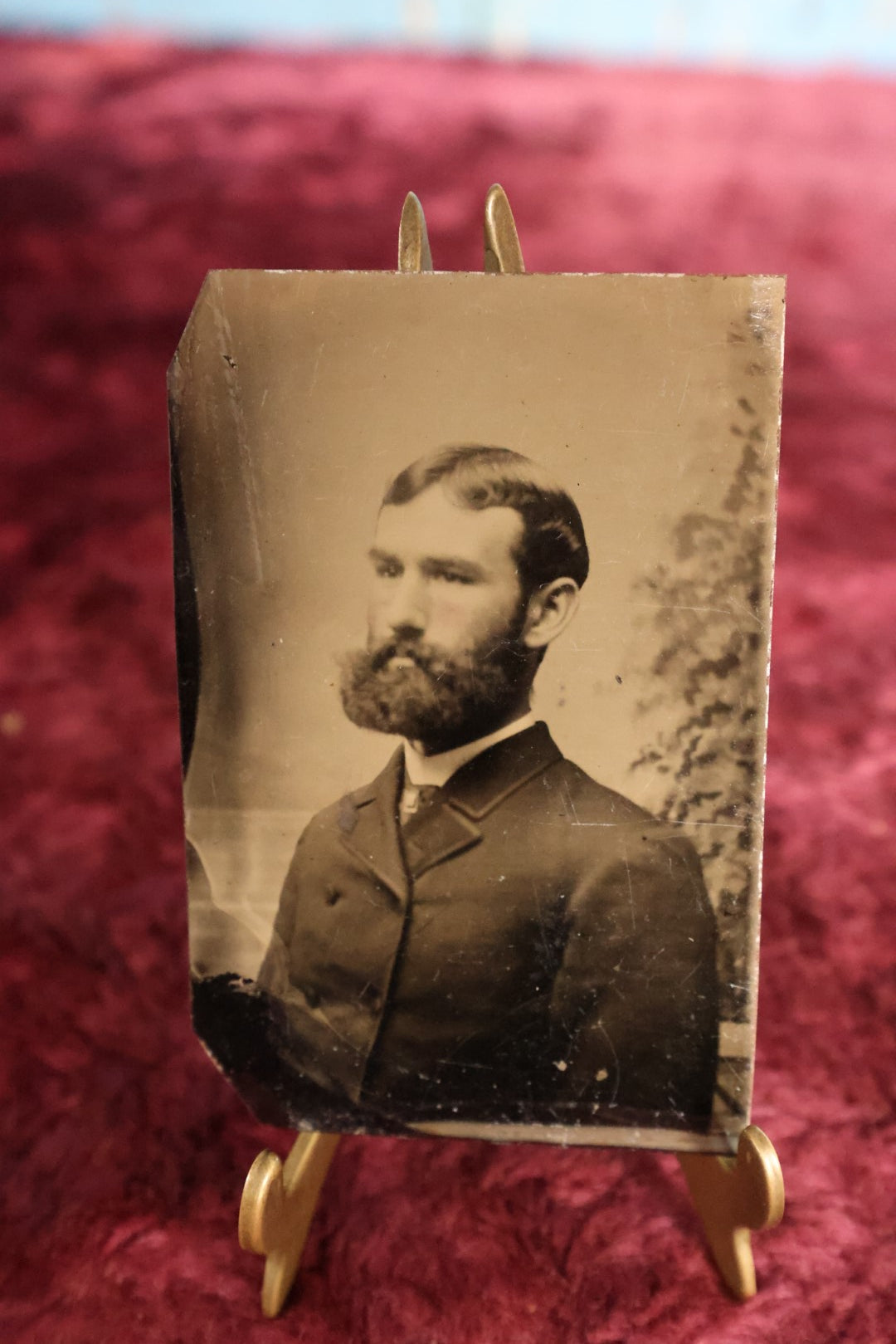 Lot 102 - Tintype - Young Man With Upturned Beard, Middle Part Hair