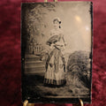 Lot 110 - Tintype - Young Woman In Dress Holding Fan, Standing