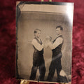 Lot 118 - Tintype - Two Young Men In Boxing Fisticuffs Pose, Wearing Vests, Long White Sleeves