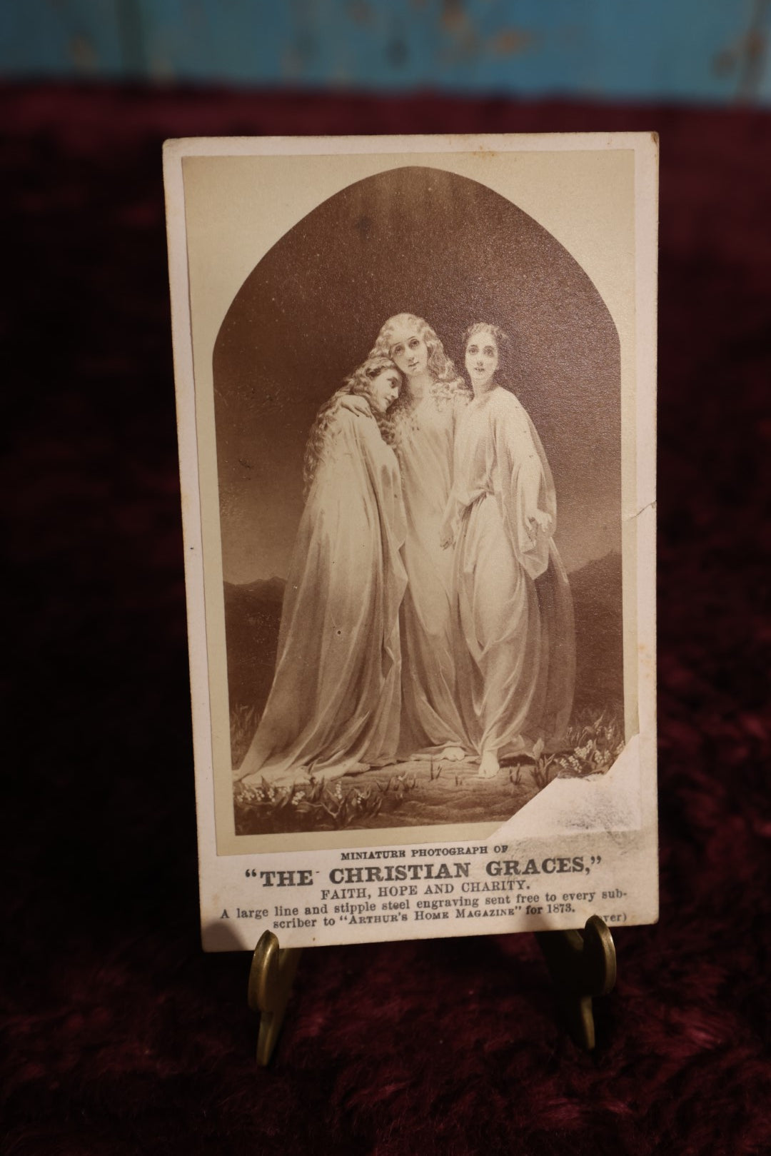 Lot 127 - Cart De Viste (CDV) - The Christian Graces, Album Filler Card, Faith Hope And Charity, Illustrated