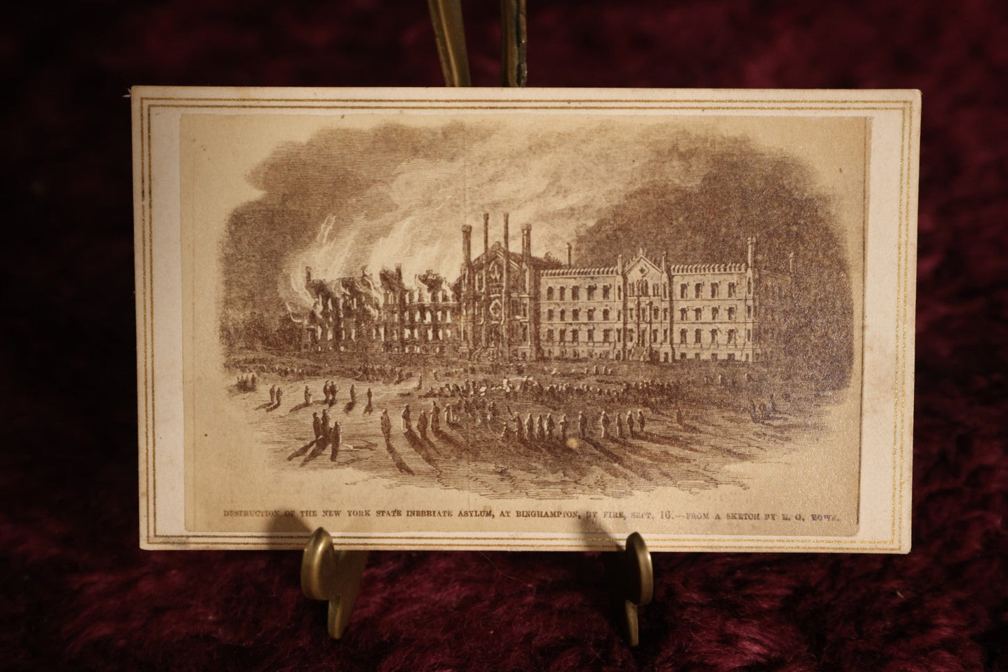 Lot 129 - Cart De Viste (CDV) - Illustration Of The New York State Inebriate Asylum At Binghampton, From A Sketch, Tubbs & Woodbridge Photographer Back