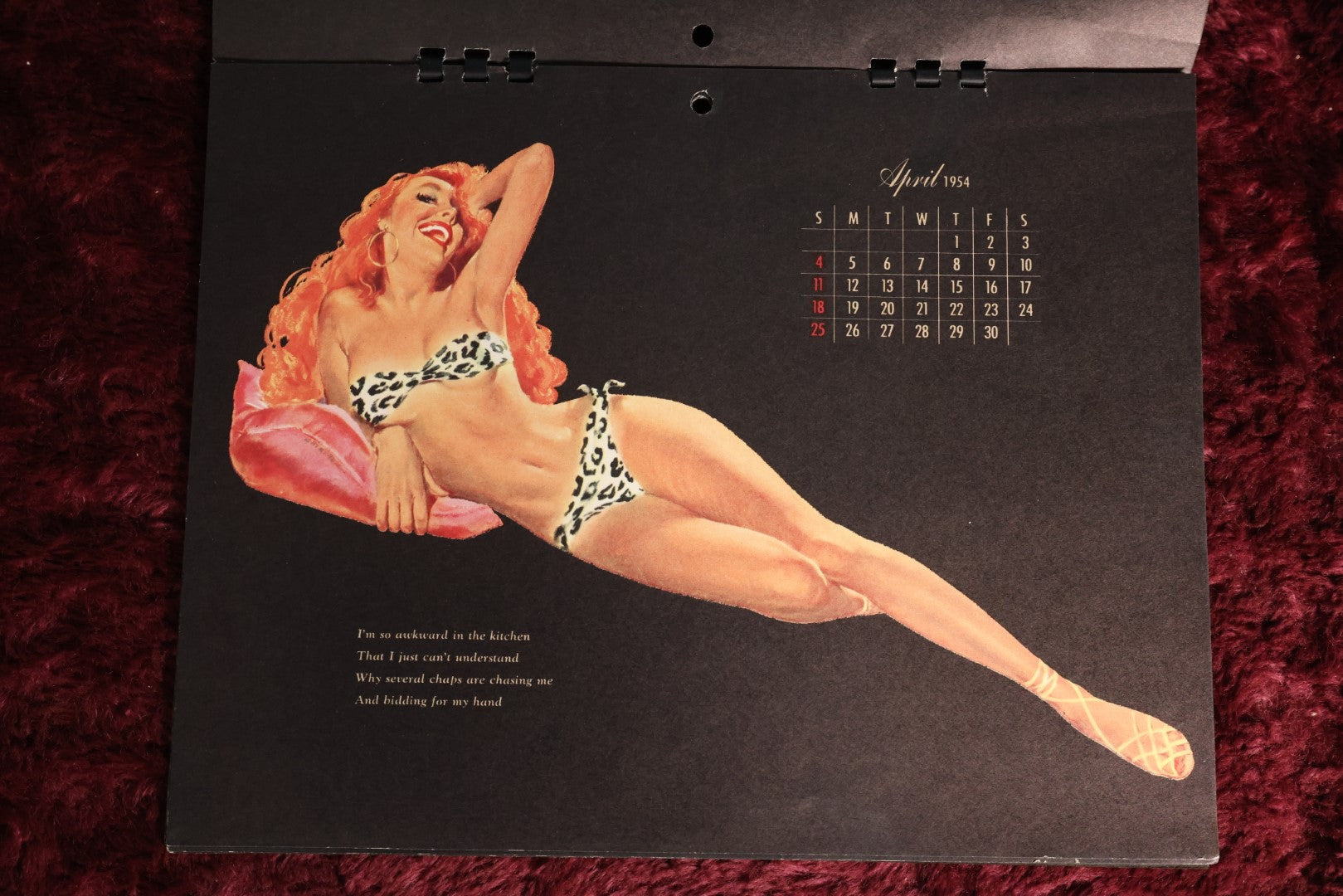 Lot 130 - Vintage 1954 Esquire Girl Special Deluxe Edition Pinup Calendar, Complete, In Folder, Note Tears To Folder, Original Price 50 Cents