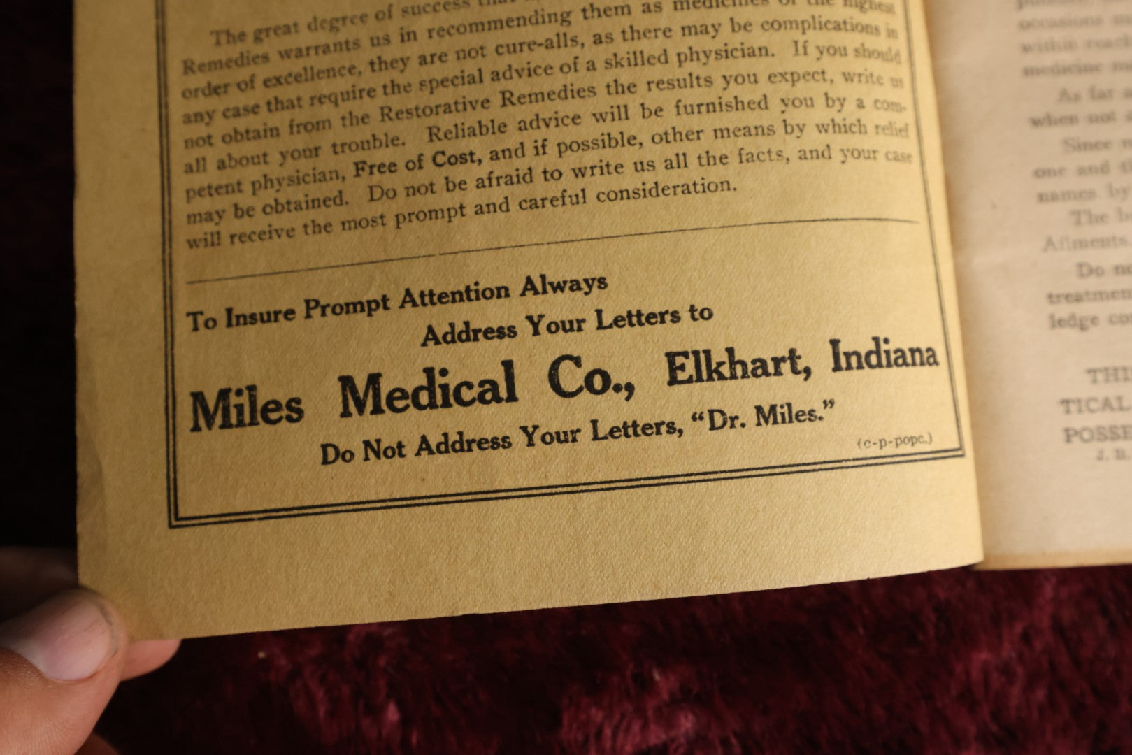 Lot 132 - Dr. Miles' Family Medical Guide For Treating Common Ailments, Accidents, Practical Laws Of Health Pamphlet, Elhart, Indiana, Note Interesting Ailments, St. Vitus' Dance, Hysteria