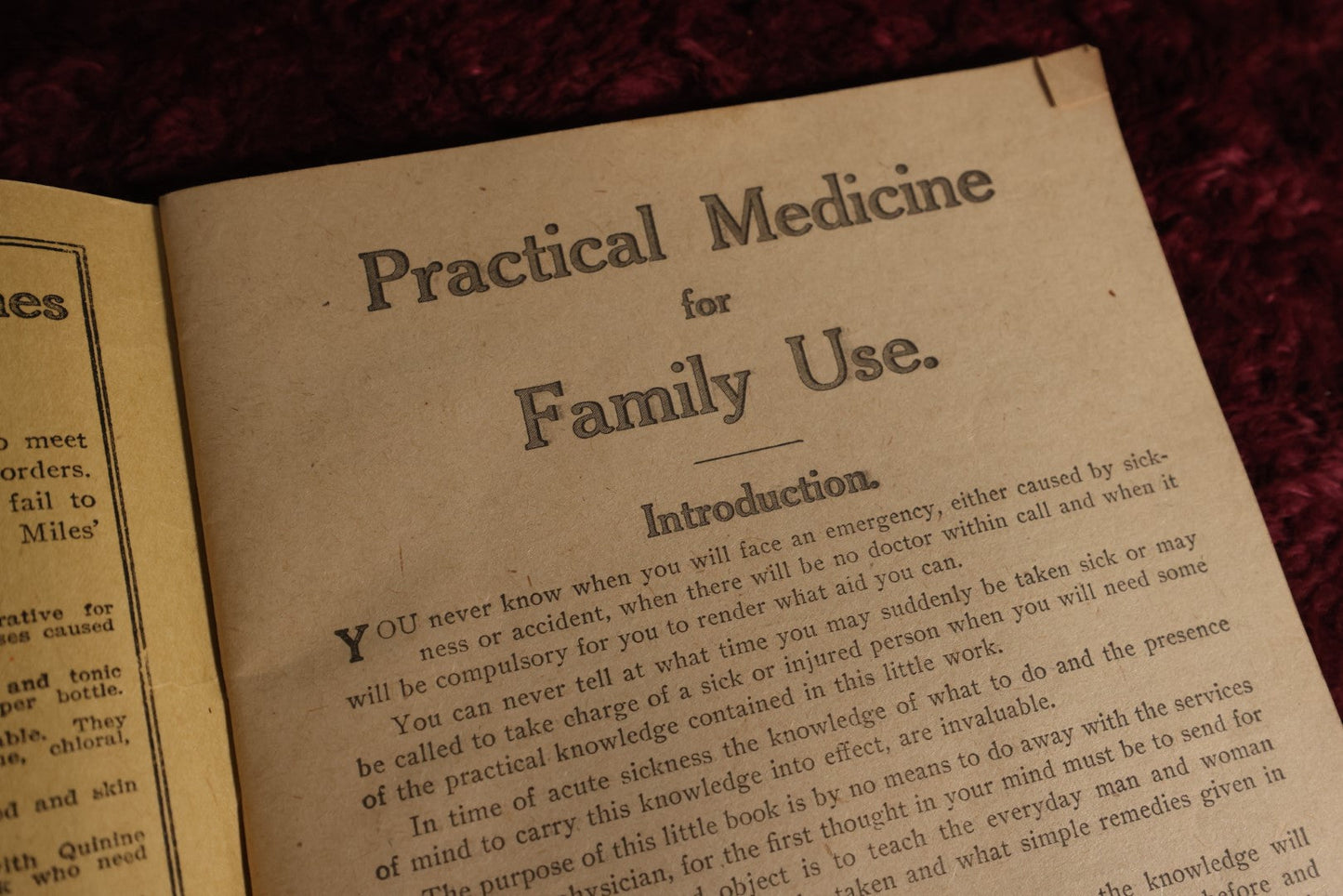 Lot 132 - Dr. Miles' Family Medical Guide For Treating Common Ailments, Accidents, Practical Laws Of Health Pamphlet, Elhart, Indiana, Note Interesting Ailments, St. Vitus' Dance, Hysteria