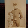 Lot 142 - Cabinet Card - Solder Leaning On Fence Post, Arm Behind Back, Wearing Cap, H.S. Wyer Photographer, Yonker'S, New York