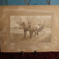 Lot 155 - Boarded Photo - Man In Horse Drawn Carriage Pulled By Two Horses, Dirt Road, Outdoor Photo