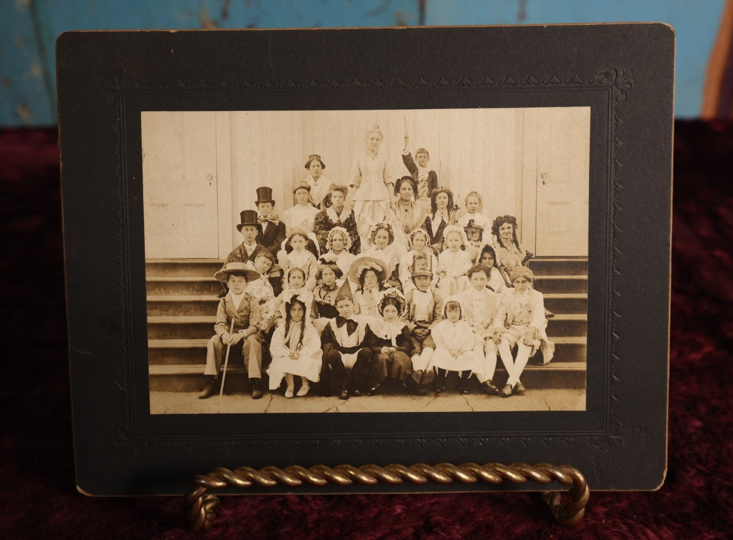 Lot 164 - Boarded Photo - Group Photo Of Young People, Class Photo, In Costumes, Likely Part Of Play, Little Boy As Wizard Holding Magic Wand