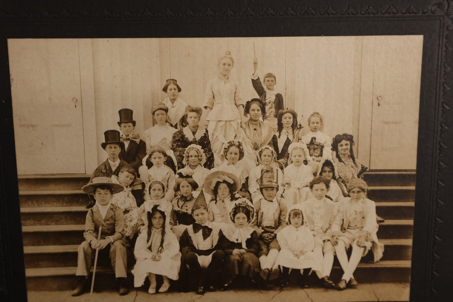 Lot 164 - Boarded Photo - Group Photo Of Young People, Class Photo, In Costumes, Likely Part Of Play, Little Boy As Wizard Holding Magic Wand