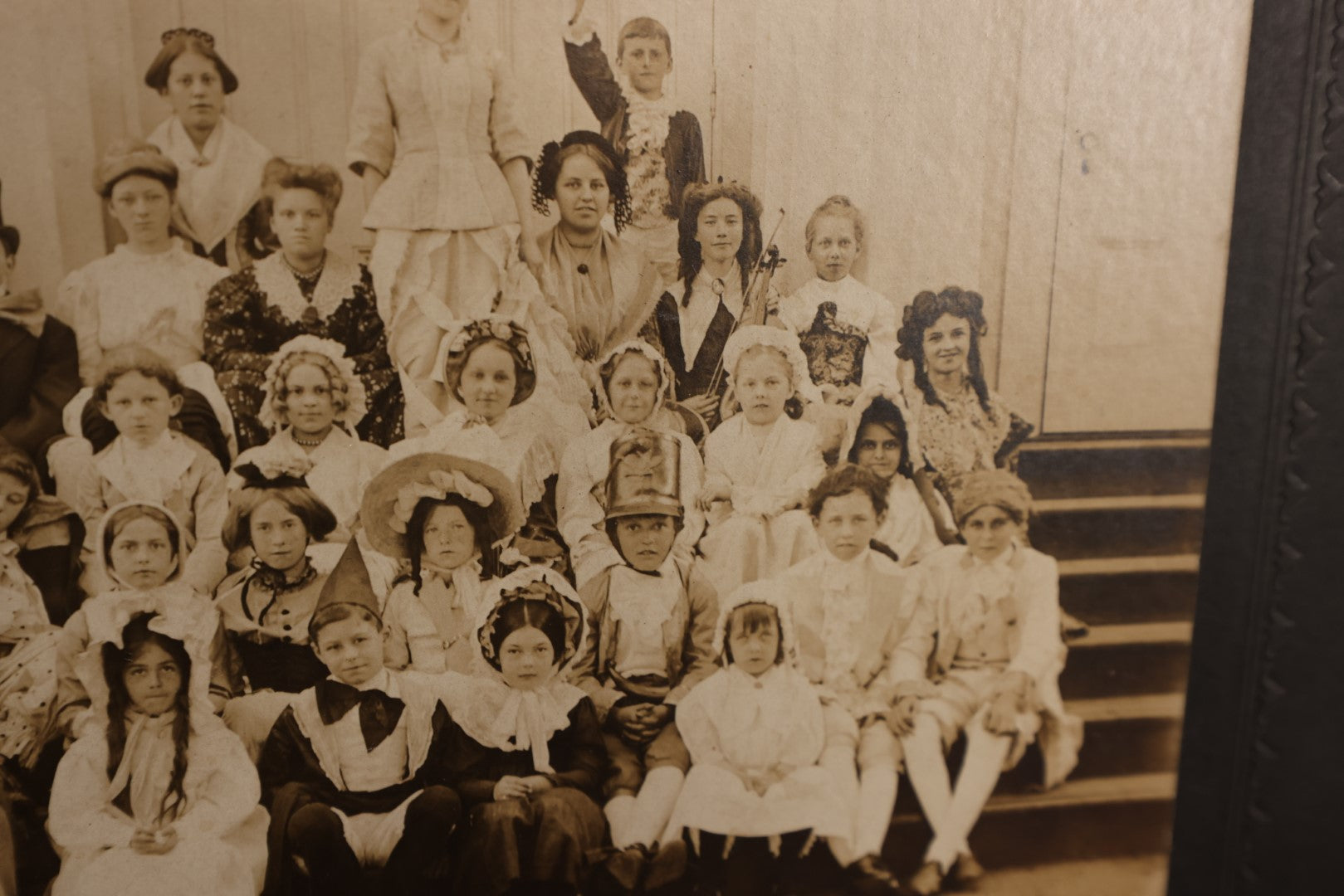 Lot 164 - Boarded Photo - Group Photo Of Young People, Class Photo, In Costumes, Likely Part Of Play, Little Boy As Wizard Holding Magic Wand