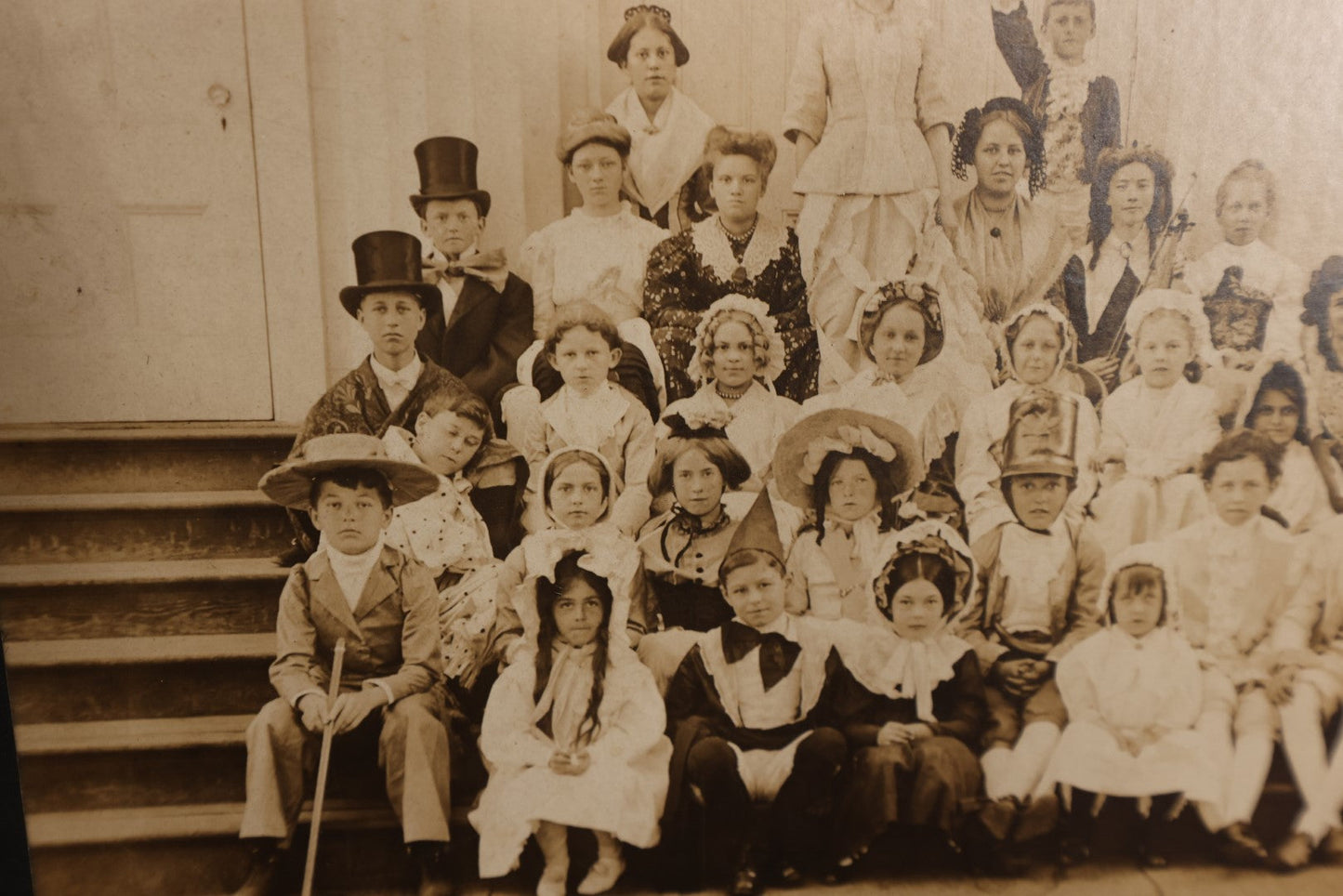 Lot 164 - Boarded Photo - Group Photo Of Young People, Class Photo, In Costumes, Likely Part Of Play, Little Boy As Wizard Holding Magic Wand