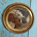 Lot 004 - Antique Pharaoh's Horses Painting On Brass Tin Plate, After A Woodcut of The Original Painting By J.F. Herring, Signed M.S. Wood, Behind Glass, Note Losses, Wear