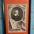 Lot 006 - Antique 18th Century Engraving of Dr. William Harvey, English Physician Who Discovered Circulation of Blood, Depicted With Anatomy, Snake, Printed In London, 1739, Modern Framing