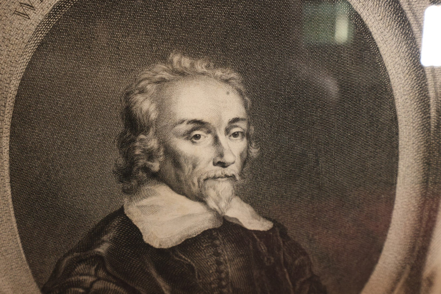 Lot 006 - Antique 18th Century Engraving of Dr. William Harvey, English Physician Who Discovered Circulation of Blood, Depicted With Anatomy, Snake, Printed In London, 1739, Modern Framing