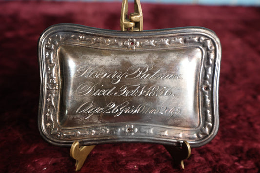 Lot 012 - Antique Casket Plaque For Henry Putnam, Died February 1, 1856, Age 26 Years