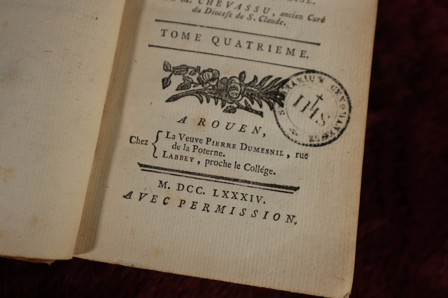 Lot 165 - Book - "Conferences On The Apostles' Symbol, On The Sacraments, And On The Commandments of God And The Church By M. Chevassu, Former Parish Priest of The Diocese of S. Claude, Volume Four.," Early Leather Bound Book