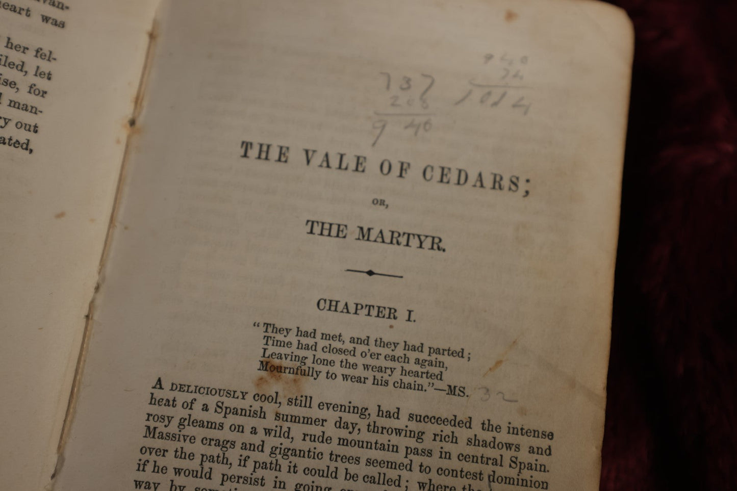 Lot 167 - Book - "The Vale of Cedars; Or, The Martyr" By Grace Aguilar, Writer Known For Covering Jewish History And Struggle, 19th Century