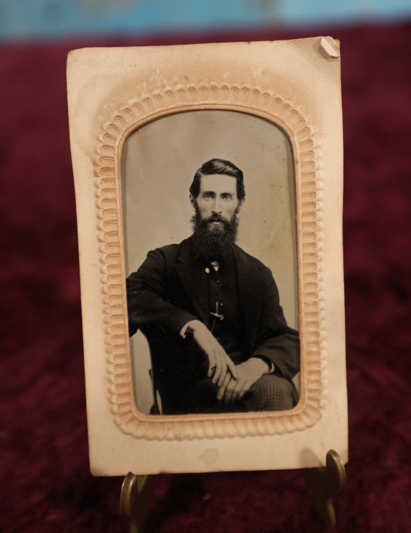 Lot 174 - Single Photo - Tintype of Extremely Handsome Man With Luxurious Beard, Paper Frame