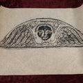 Lot 017 - Vintage Grave Rubbing of An 18th Century New England Grave On Paper, Unframed, Winged Face, Skull, Note Wear, Folds