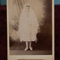Lot 178 - Single Photo - Overexposed Cabinet Card of Young Girl On First Communion, Dressed In White, Apex Photo Gallery, Fitchburg, Massachusetts